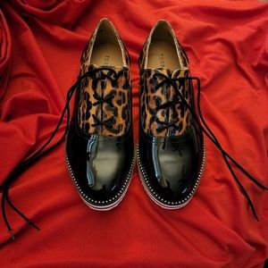 TORRID PLATFORM OXFORD - BLACK & LEOPARD FAUX LEATHER (WW)